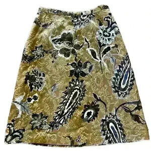 Piazza Sempione skirt. 38. Made in Italy. Gold brown black floral. Fully Lined